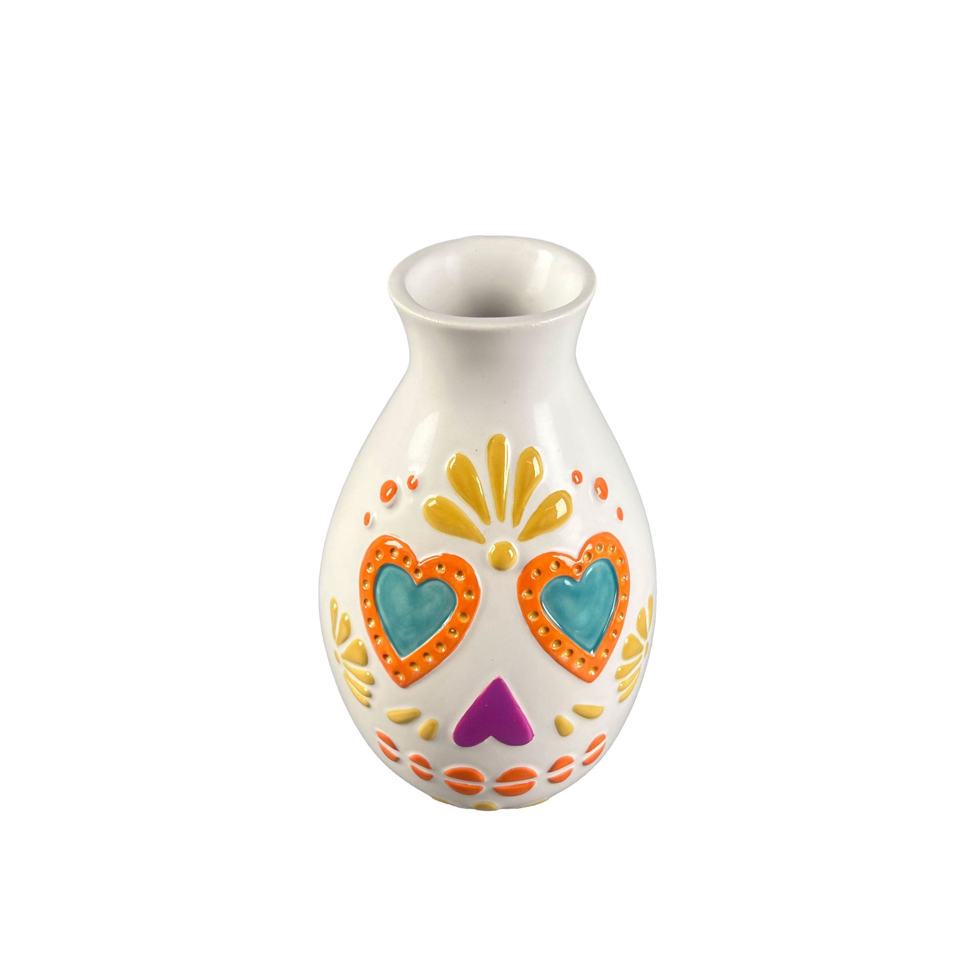 slide 3 of 4, 7.25" Day Of The Dead Ceramic Vase By Ashland, 7.25 in