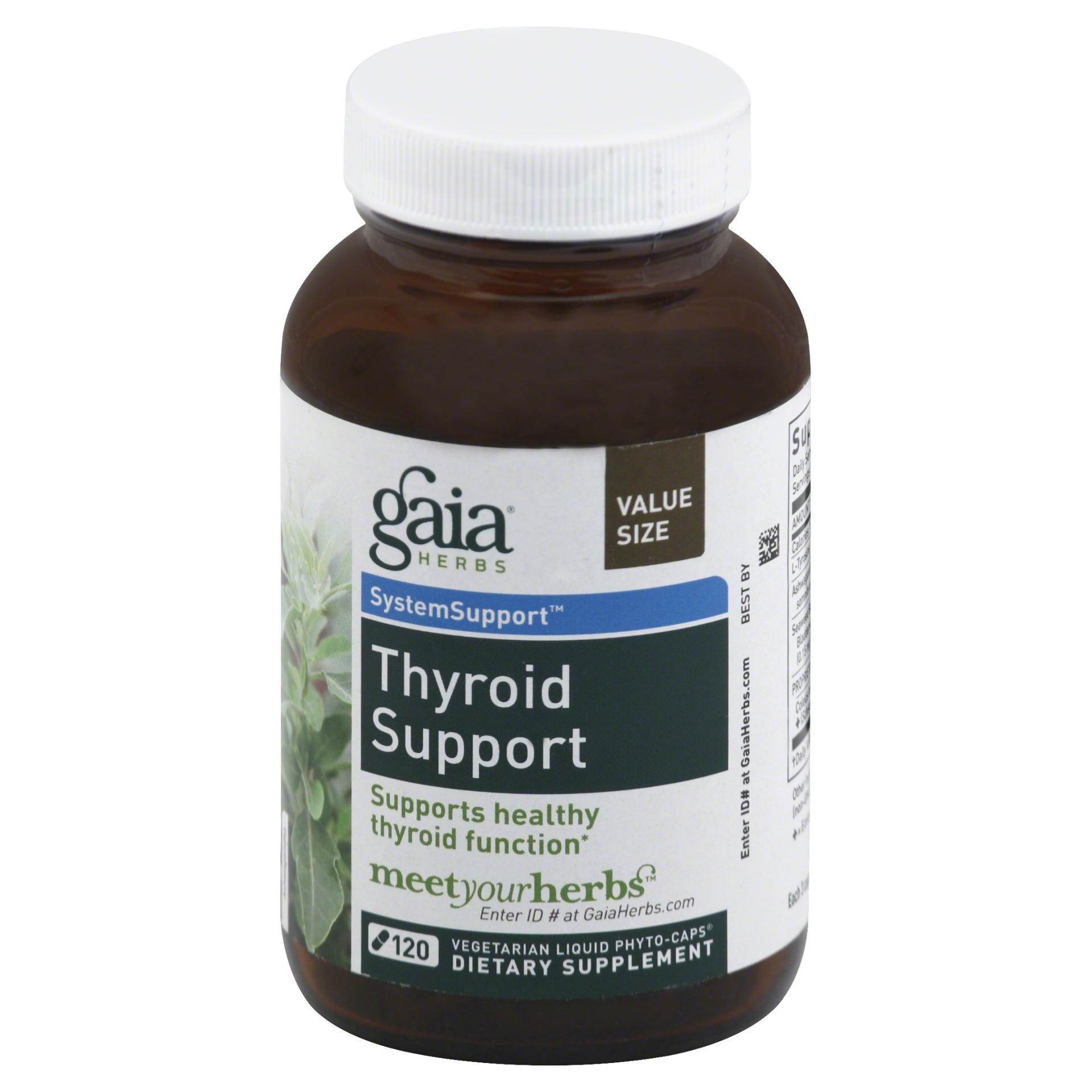 slide 1 of 1, Gaia Herbs Thyroid Support Herbal Supplement, 120 ct
