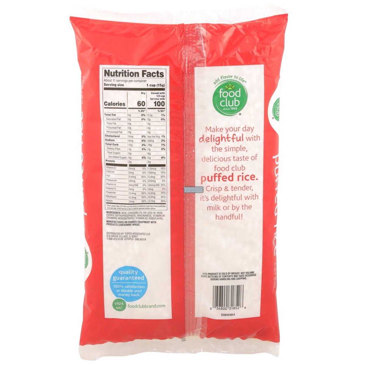 slide 9 of 9, Food Club Puffed Rice Cereal, 6 oz