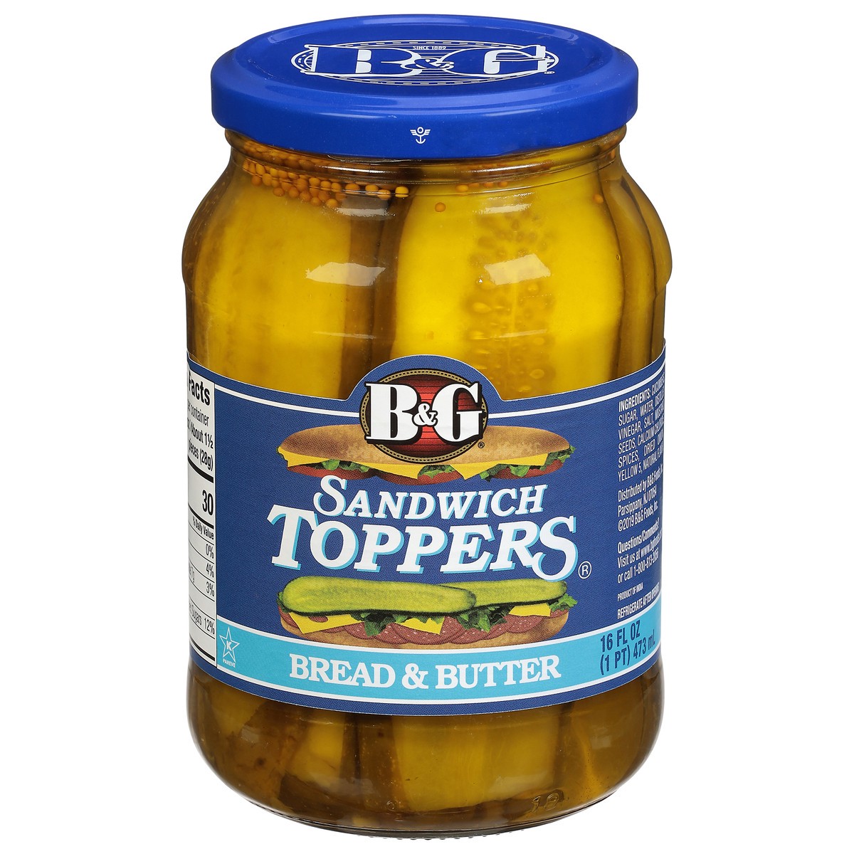 slide 1 of 10, B&G Sandwich Toppers Bread & Butter Pickles 16 fl oz, 16 oz