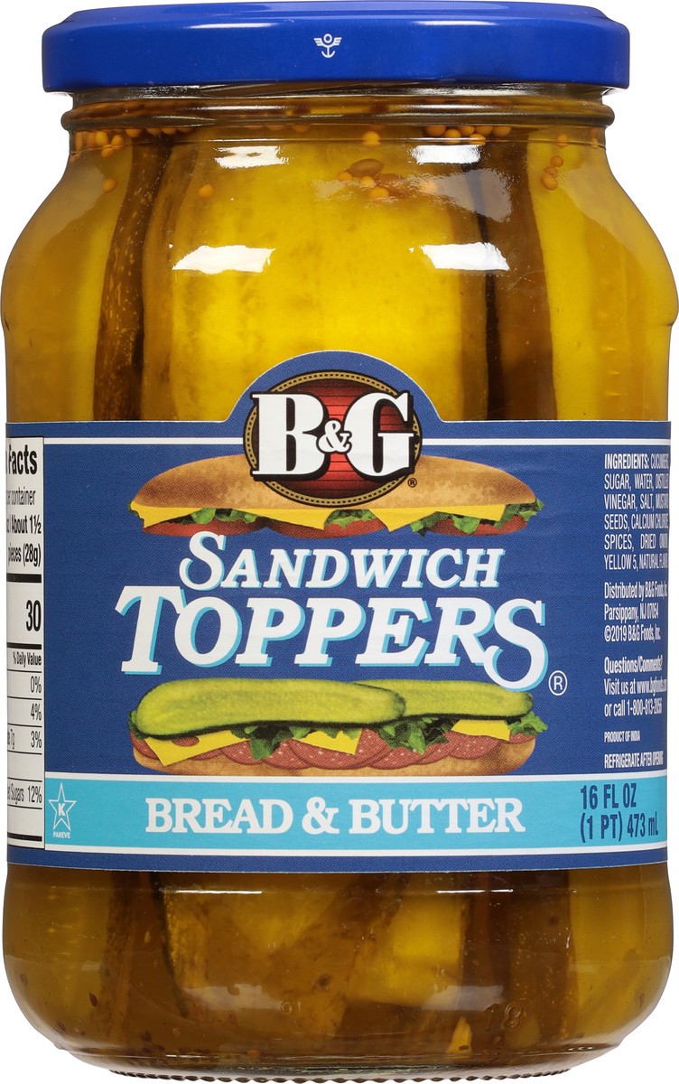 slide 8 of 10, B&G Sandwich Toppers Bread & Butter Pickles 16 fl oz, 16 oz