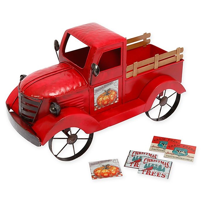 slide 1 of 1, Gerson Metal Antique Red Truck W 3 Season Magnets, 1 ct