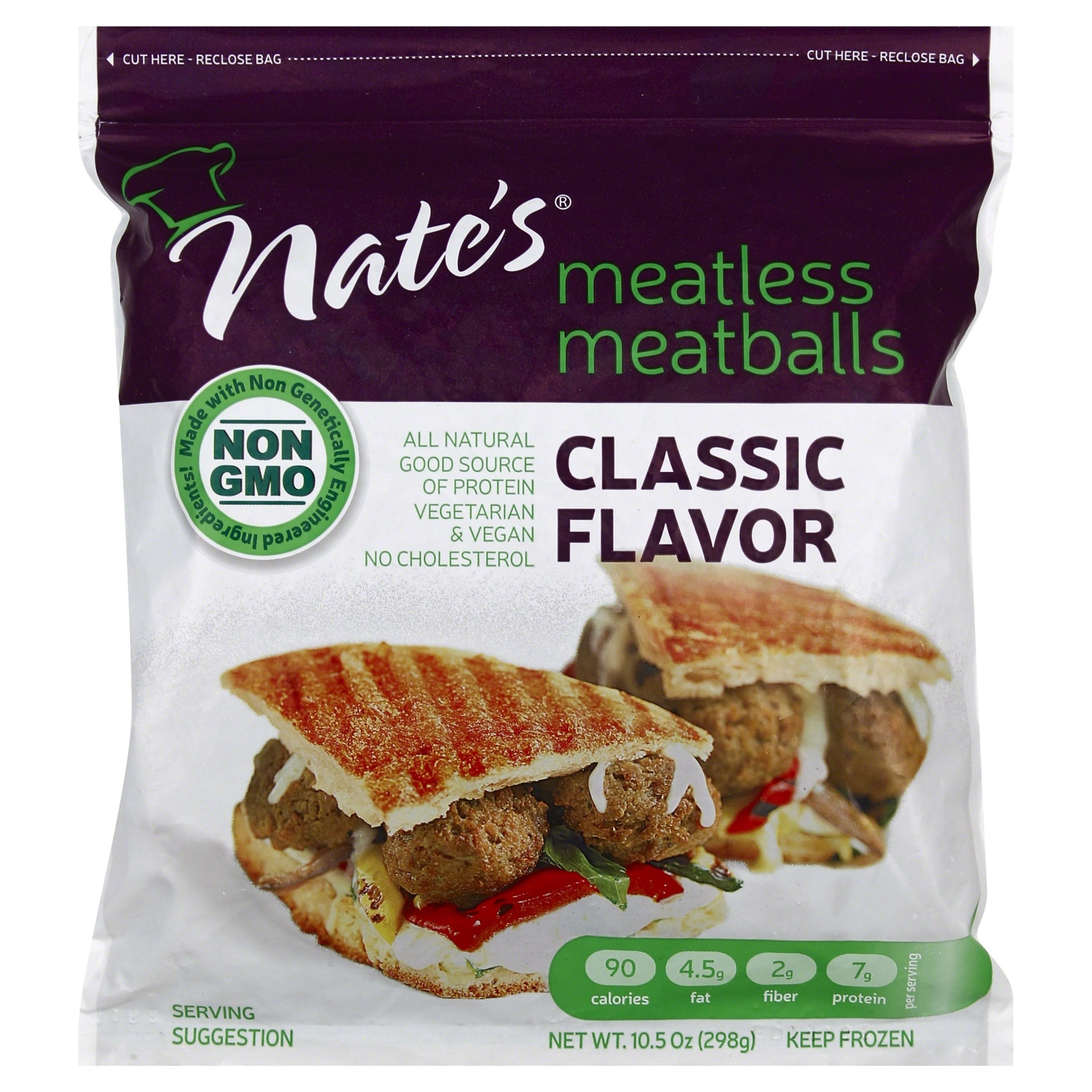 slide 1 of 1, Nate's Classic Flavor Meatless Meatballs, 10 oz