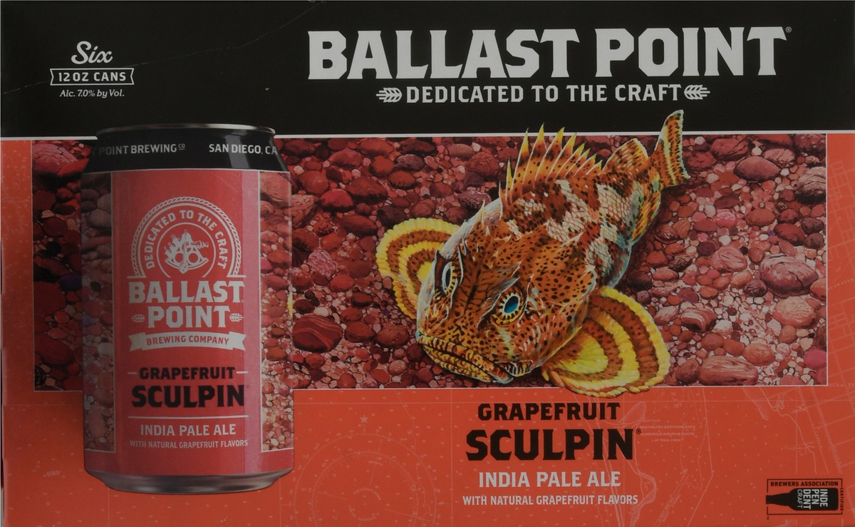 slide 3 of 10, Ballast Point Sculpin Grapefruit India Pale Ale Beer 6 ea, 6 ct