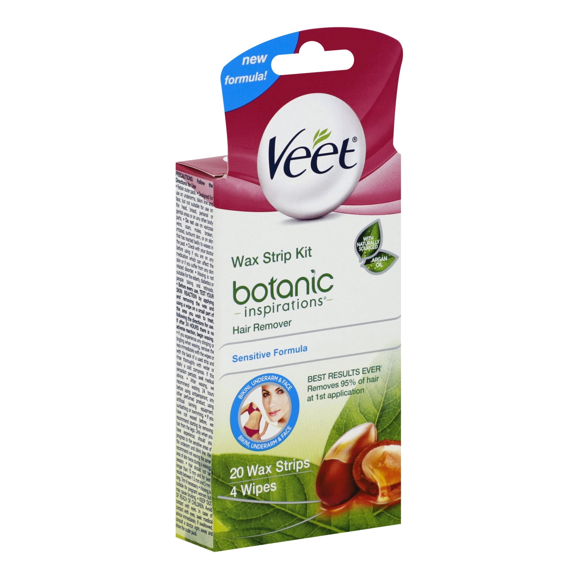 slide 1 of 4, Veet Ready-To-Use Wax Strip Hair Remover Kit, 20 ct