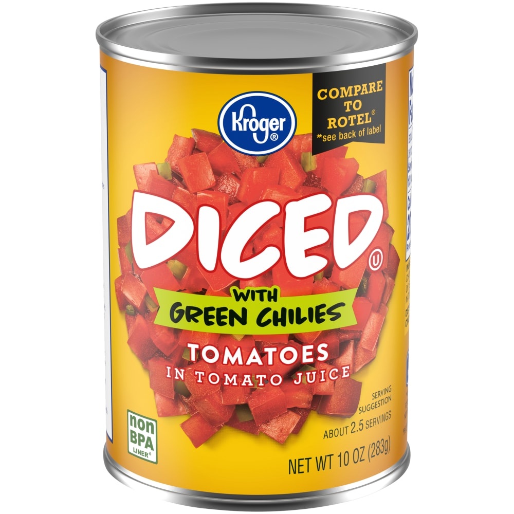 slide 1 of 1, Kroger Diced Tomatoes With Green Chilies, 10 oz