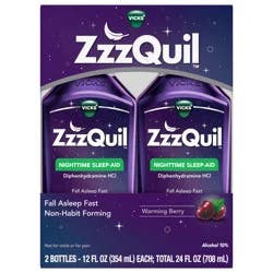 Vicks ZzzQuil Nighttime Sleep Aid, Warming Berry Liquid 2x12oz