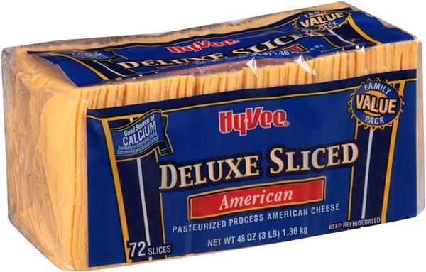 slide 1 of 1, Hy-Vee Deluxe Sliced American Cheese Family Value Pack, 72 ct