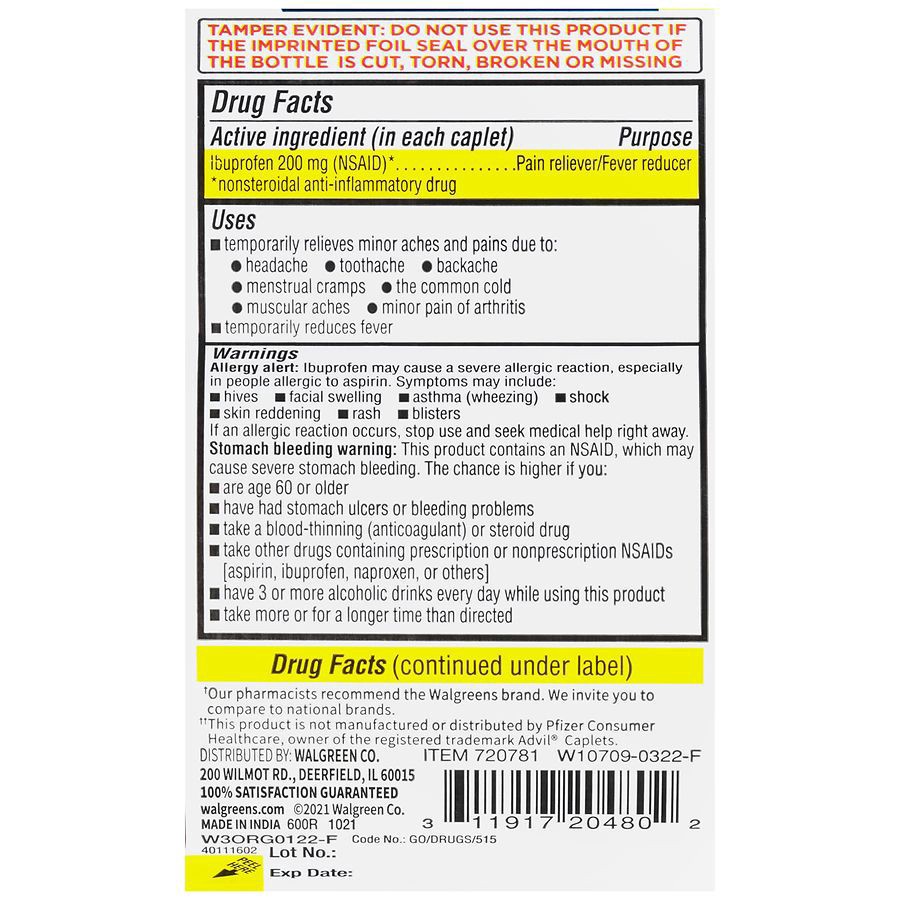 slide 3 of 5, Walgreens Ibuprofen Tablets USP, 200 mg, 500 ct