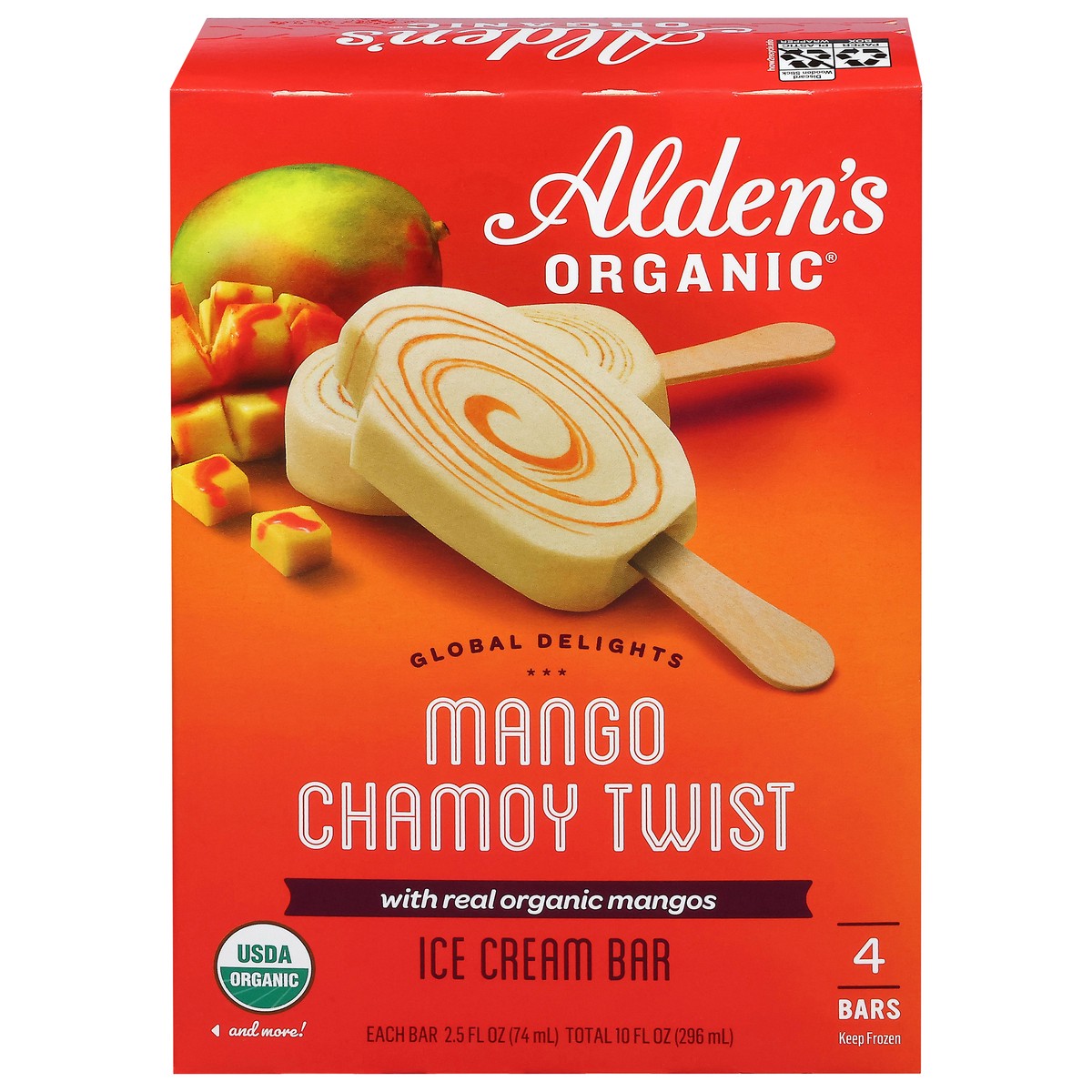slide 1 of 15, Alden's Organic Mango Chamoy Twist Ice Cream Bars - 4 ct - 2.5 fl oz, 4 ct