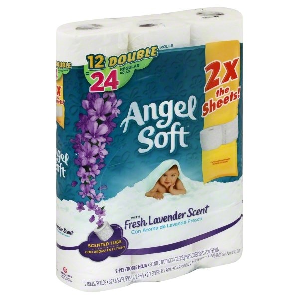 slide 1 of 1, Angel Soft Fresh Lavender Scented Toilet Paper Double Rolls, 12 ct