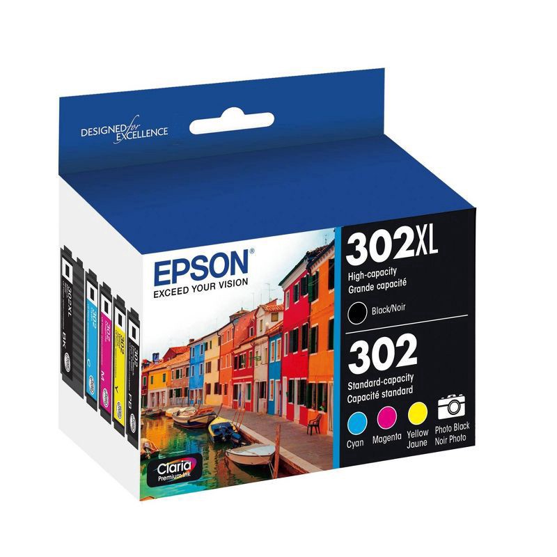 slide 4 of 4, Epson 302XL 5pk Combo Ink Cartridges - Black Photo Black Cyan Magenta Yellow (T302XL-BCS), 5 ct