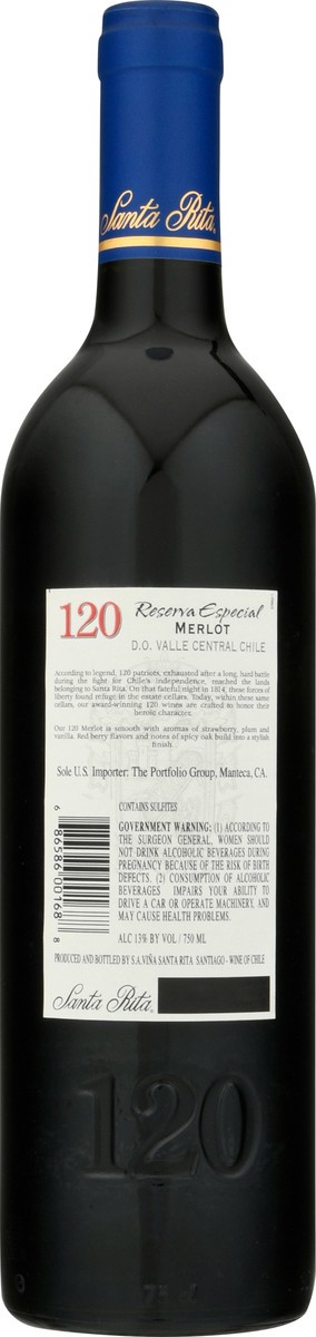 slide 6 of 9, 120 Reserva Especial Chile Valle Central Merlot 750 ml, 750 ml