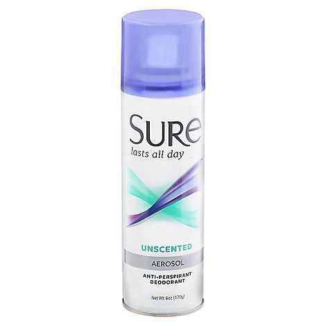 slide 1 of 2, Sure Anti-Perspirant & Deodorant Aerosol Unscented - 6 Oz, 6 oz