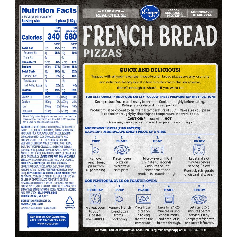 slide 2 of 3, Kroger Supreme French Bread Pizzas, 2 ct; 5.3 oz