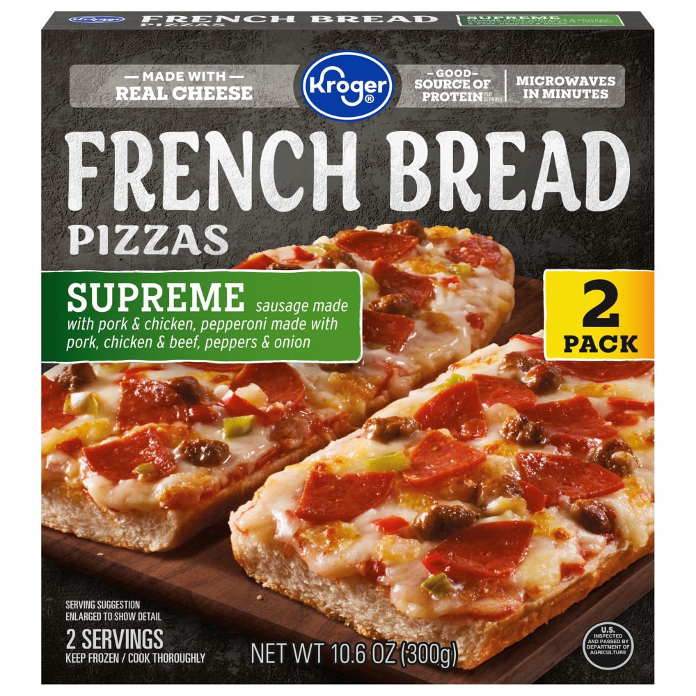 slide 3 of 3, Kroger Supreme French Bread Pizzas, 2 ct; 5.3 oz