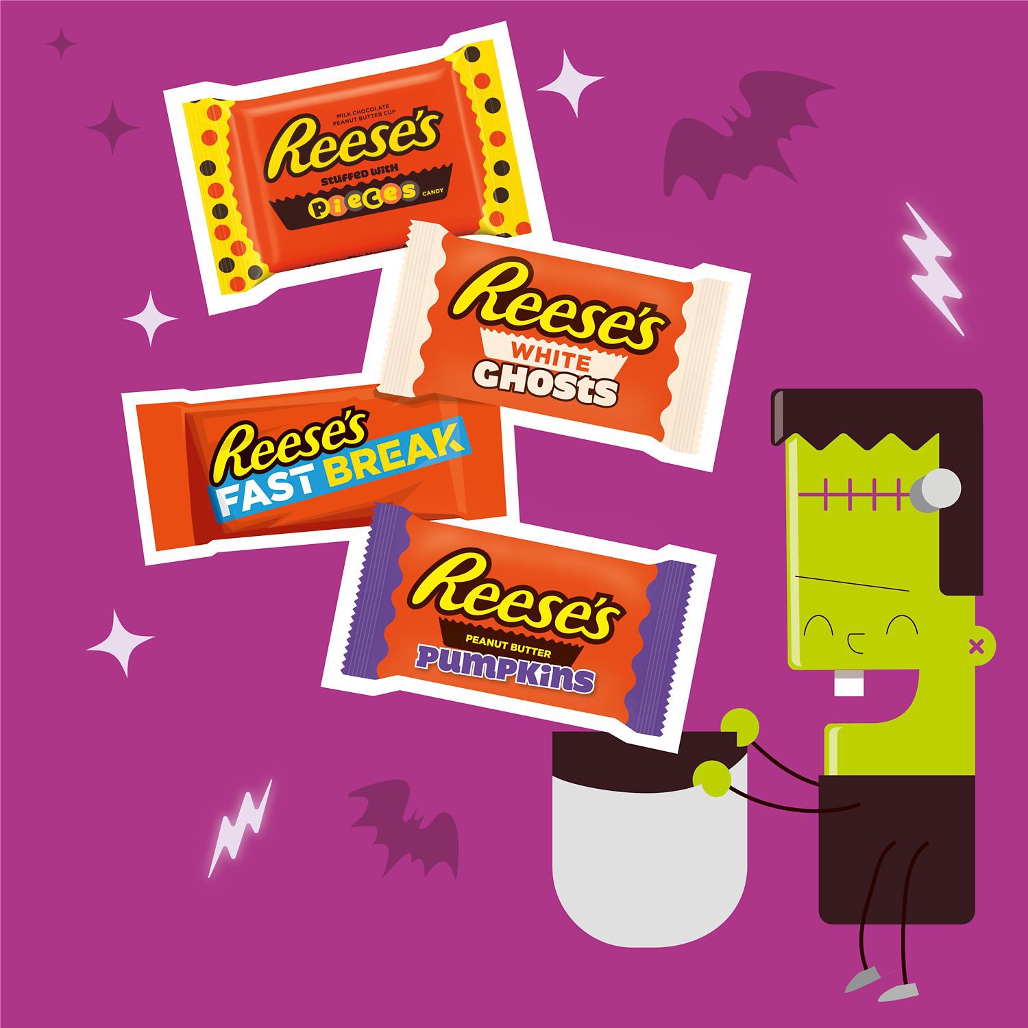 slide 2 of 3, Reese's Snack Size Reese's Lovers Candy Assortment 55 ea, 55 ct