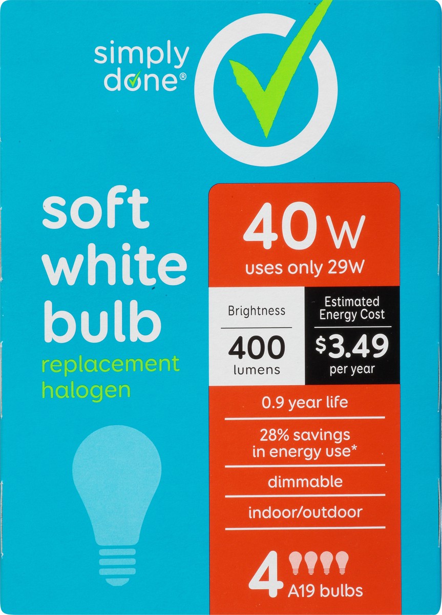 slide 5 of 9, Simply Done 40 Watts Soft White Halogen Replacement Light Bulbs 4 ea Sleeve, 4 ct