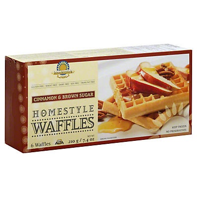 slide 1 of 1, Kinnikinnick Foods Homestyle Cinnamon and Brown Sugar Waffles, 7 oz