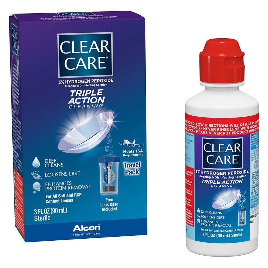 slide 1 of 4, Clear Care Triple Action Cleaning Contact Travel Pack, 3 oz