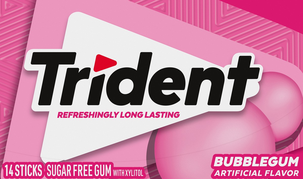 slide 8 of 9, Trident Bubblegum Sugar Free Gum, 14 Piece Pack, 0.94 oz