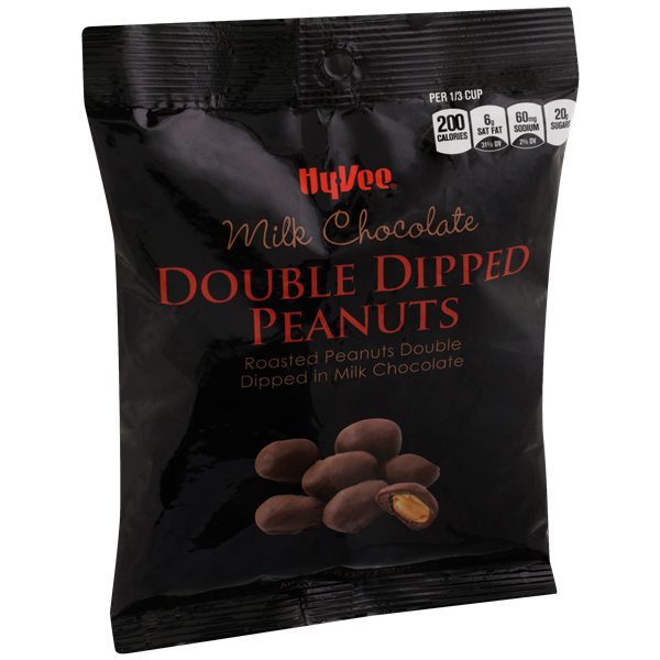slide 1 of 1, Hy-vee Milk Chocolate Double Dipped Roasted Peanuts, 6 oz