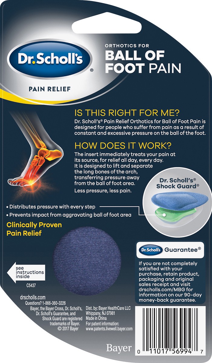 slide 2 of 4, Dr. Scholl's Orthotics for Ball of Foot Pain Men's or Women's Insoles 1 ea, 1 ct