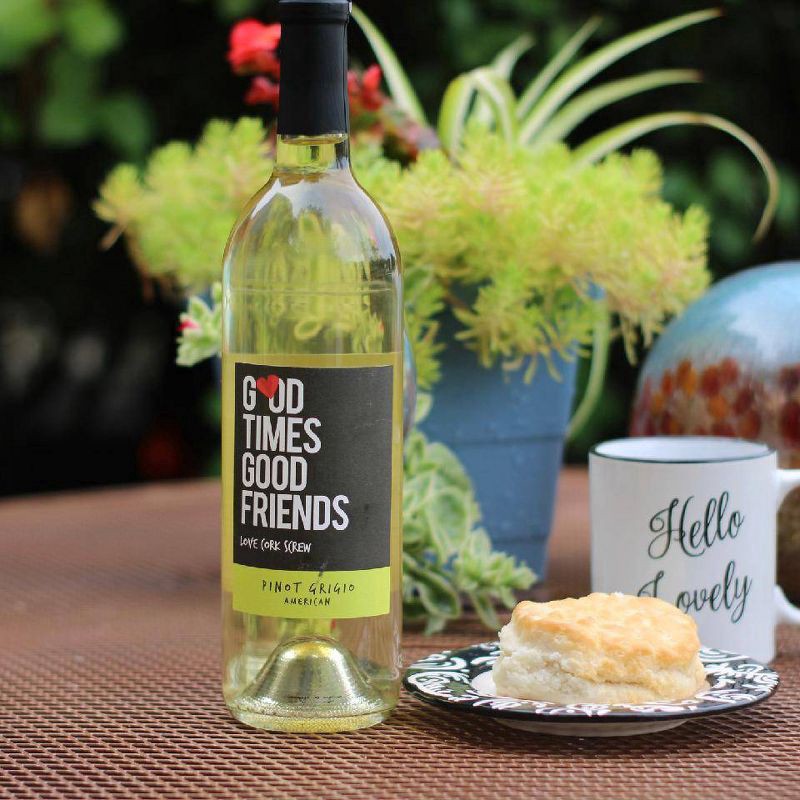slide 4 of 4, Love Cork Screw Good Times Good Friends Pinot Grigio White Wine - 750ml Bottle, 750 ml