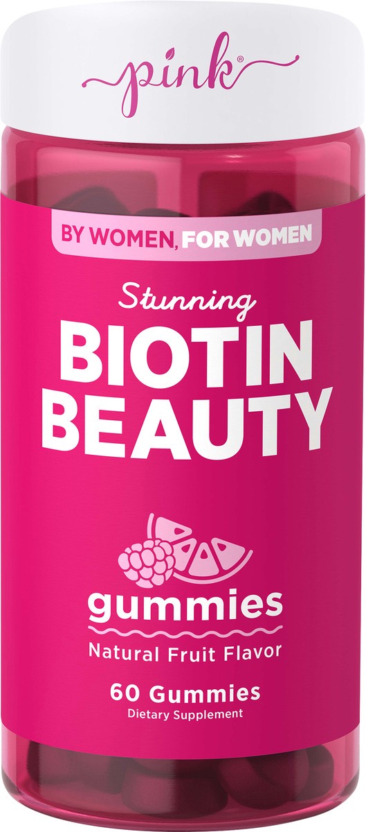 slide 3 of 5, Pink Biotin Beautiful Gummies, Fruit Flavor, 60 ct