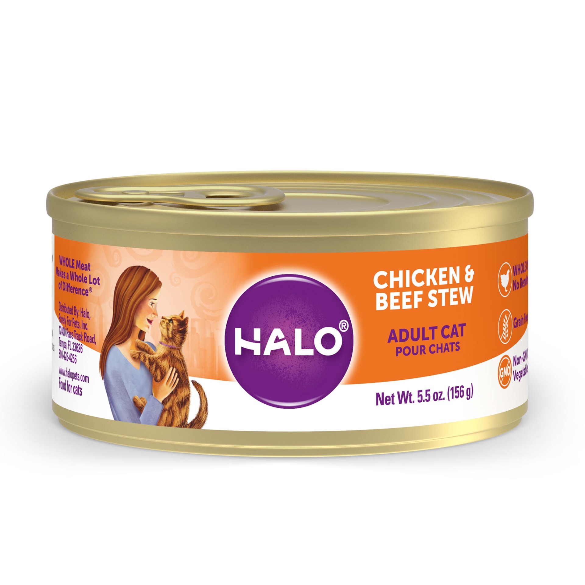 slide 1 of 1, Halo Spot's Stew Wholesome Chicken & Beef Recipe Canned Cat Food, 5.5 oz