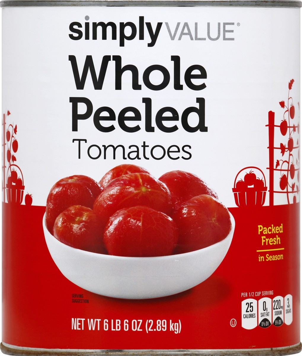 slide 5 of 7, Cb03 Simply Value Whole Peeled Tomato, 102 oz