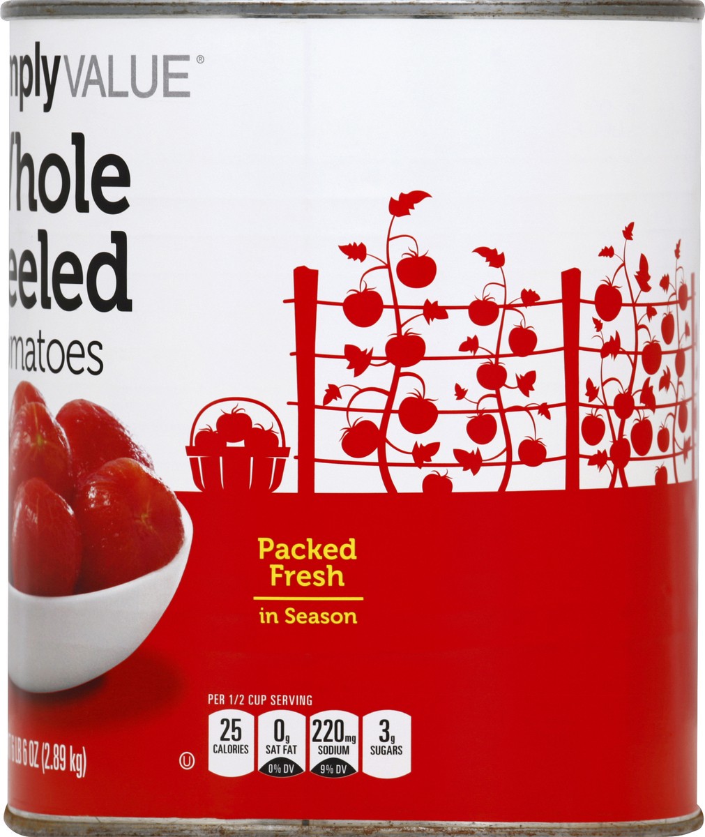 slide 6 of 7, Cb03 Simply Value Whole Peeled Tomato, 102 oz