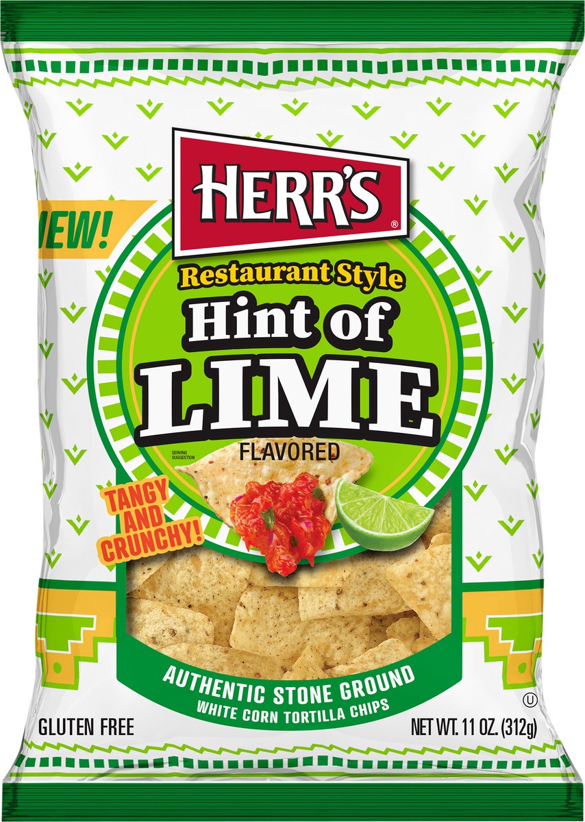 slide 7 of 7, Herr's Restaurant Style White Corn Lime Flavored Tortilla Chips 11 oz, 11 oz