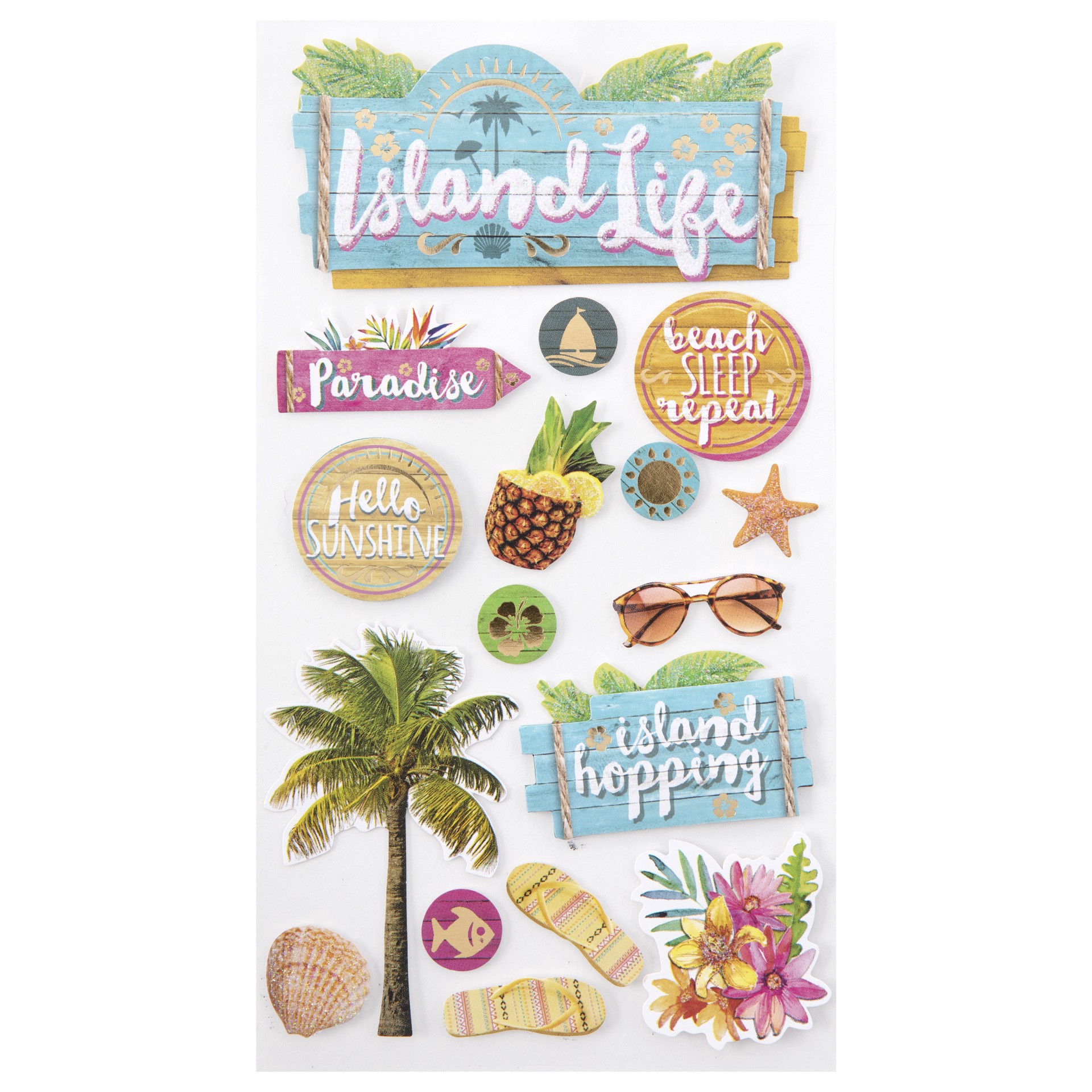 slide 2 of 5, Island Life Stickers By Recollections, 4 in x 8.5 in