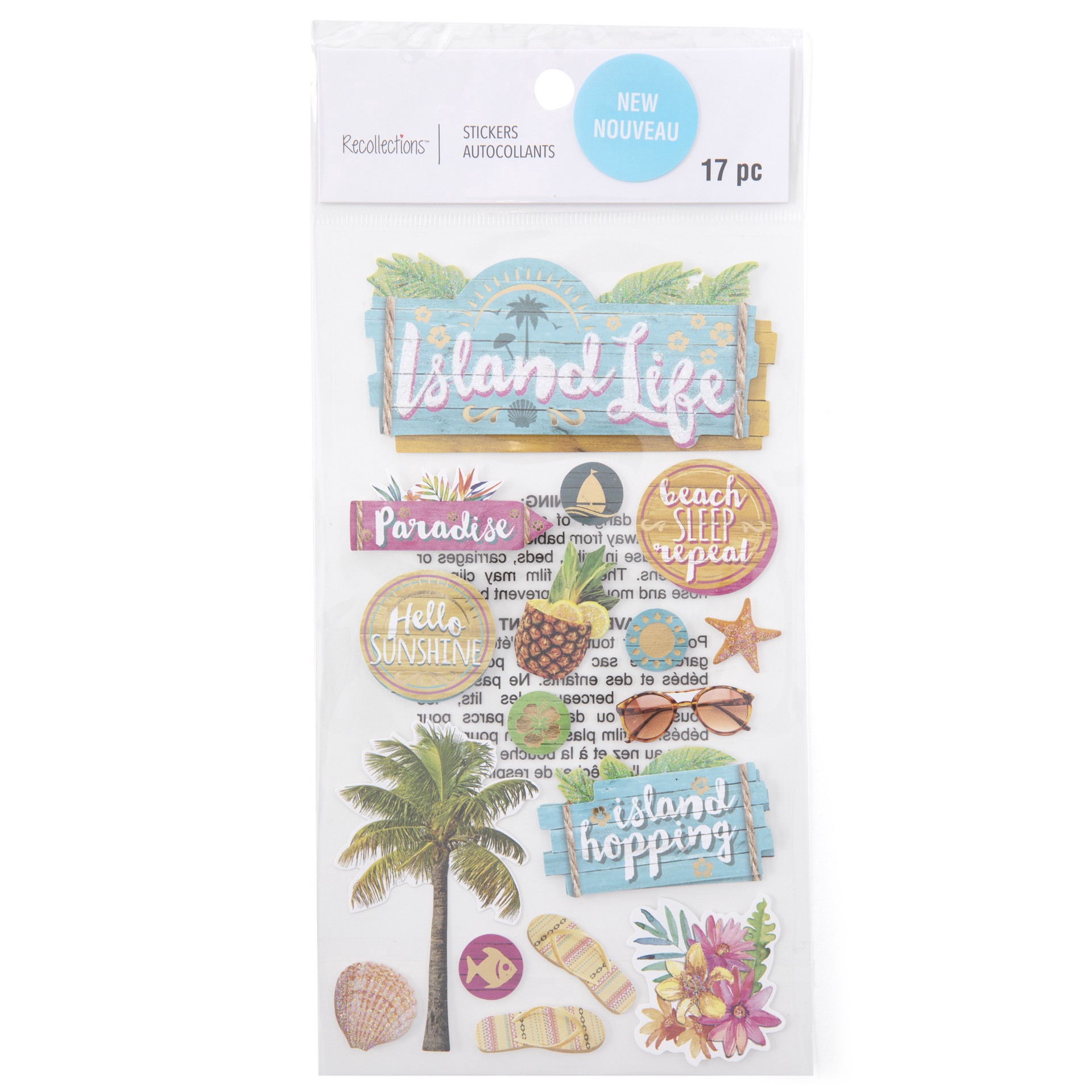 slide 3 of 5, Island Life Stickers By Recollections, 4 in x 8.5 in