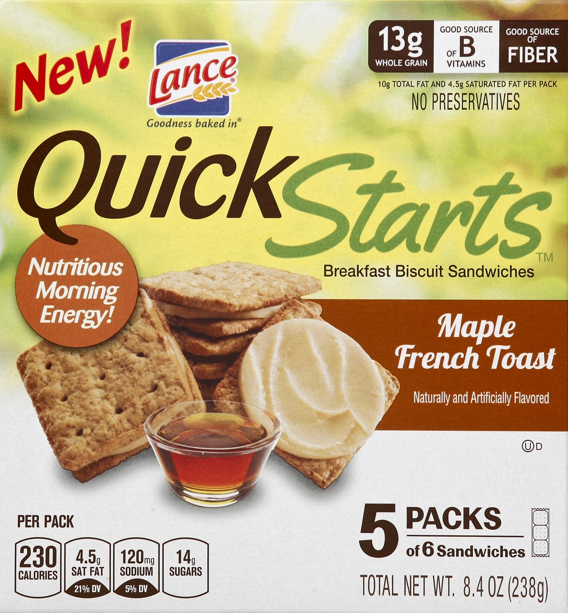slide 5 of 6, Lance Quick Starts Maple French Toast Breakfast Biscuit Sandwiches, 8.4 oz