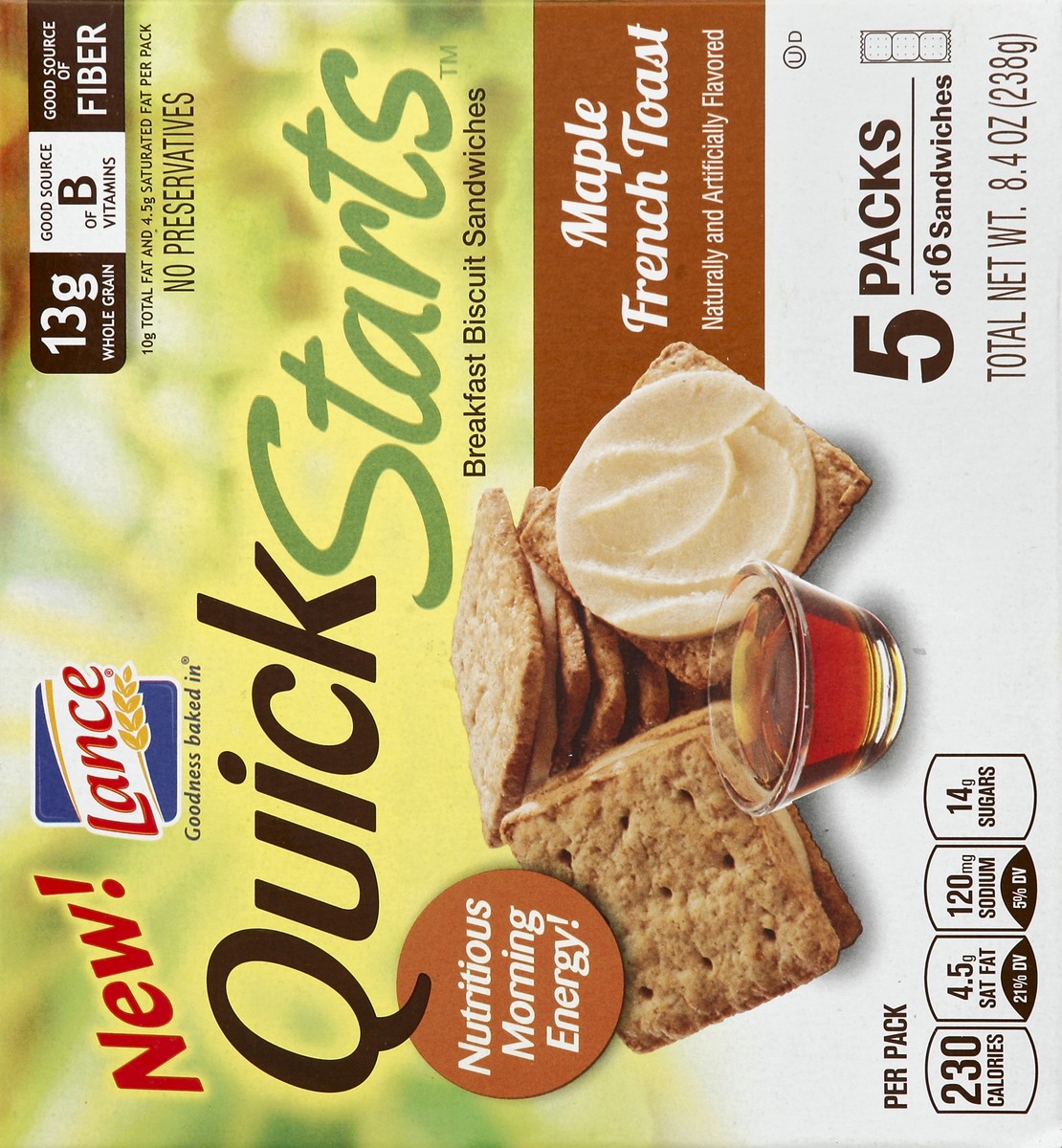 slide 6 of 6, Lance Quick Starts Maple French Toast Breakfast Biscuit Sandwiches, 8.4 oz