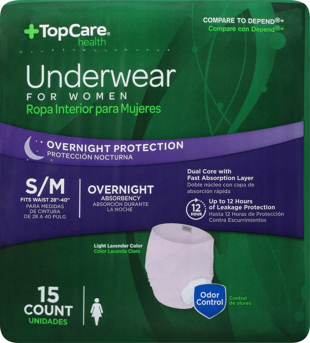 slide 8 of 9, TopCare Health Small/Medium Light Lavender Color Overnight Protection Underwear for Women 15 ea, 15 ct