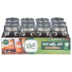 Ball Regular Mouth Easy Label Pint Jars 12 Each