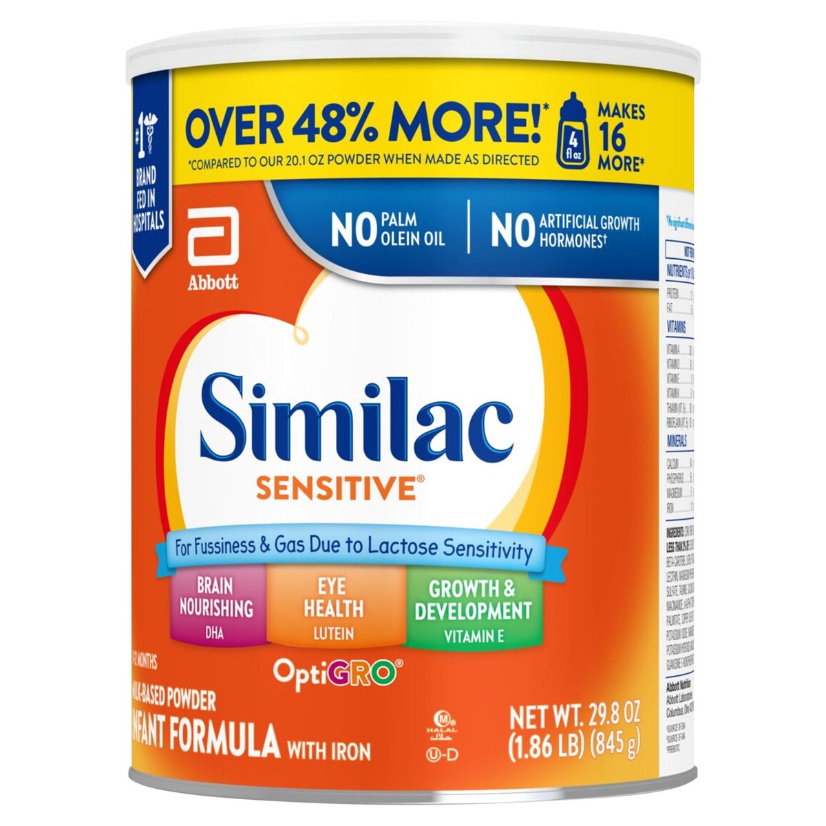 slide 3 of 5, Similac Sensitive for Fussiness and Gas Infant Formula with Iron Powder, 29.8 oz