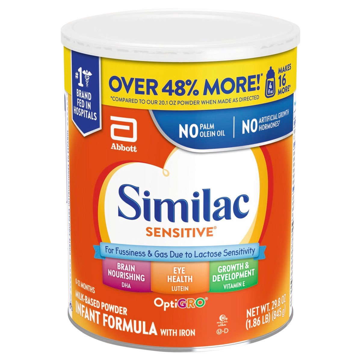 slide 1 of 5, Similac Sensitive For Fussiness and Gas Infant Formula with Iron Powder 1-29.8 oz Can, 29.8 oz