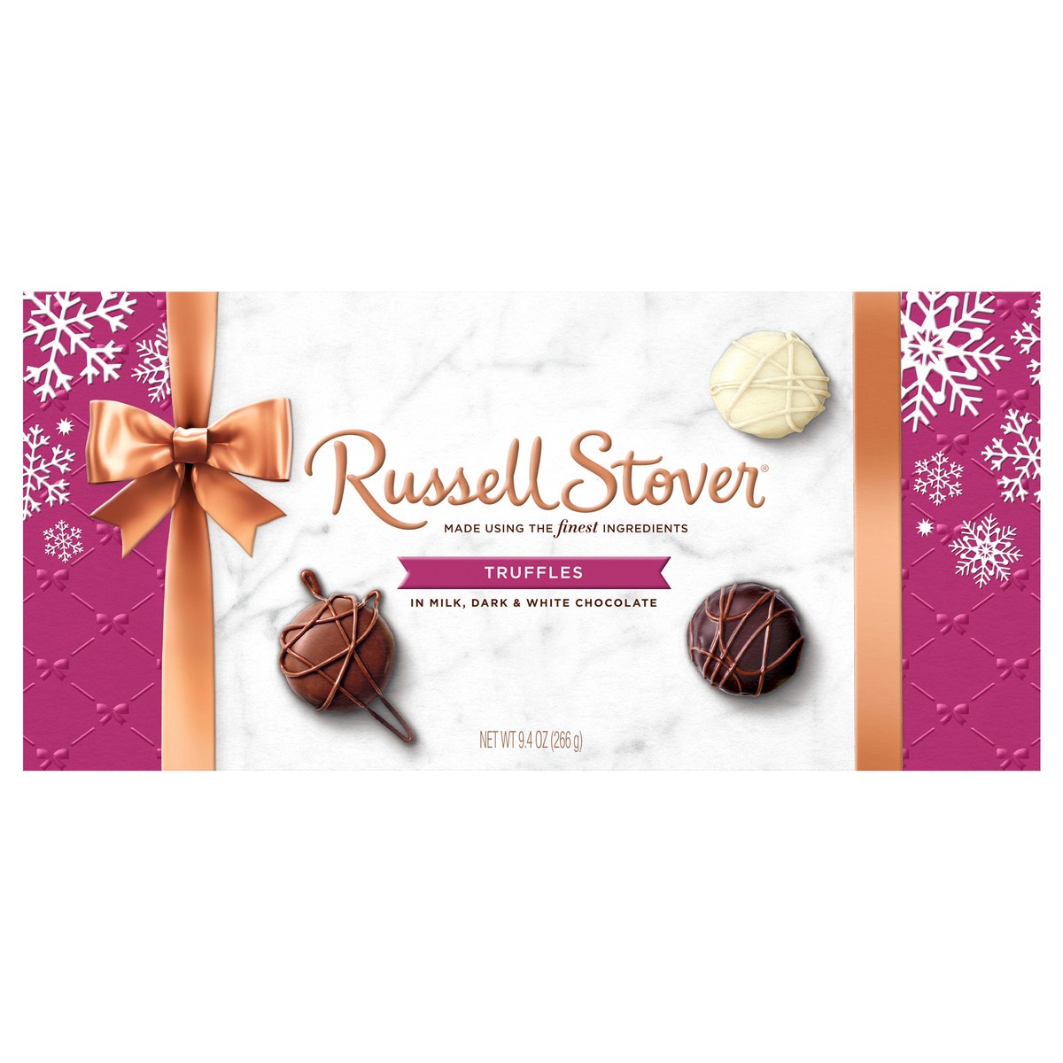 slide 1 of 3, RUSSELL STOVER Christmas Truffles in Milk, Dark & White Chocolate Gift Box, 9.4 oz. (17 pieces), 17 ct