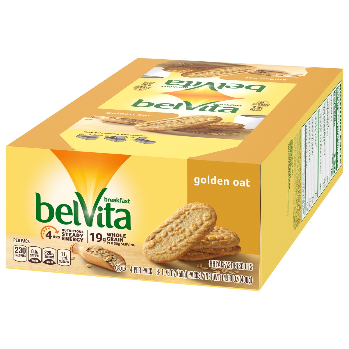 slide 3 of 13, belVita Breakfast Biscuits, Golden Oat Flavor, 8 Packs (4 Biscuits Per Pack), 0.88 lb