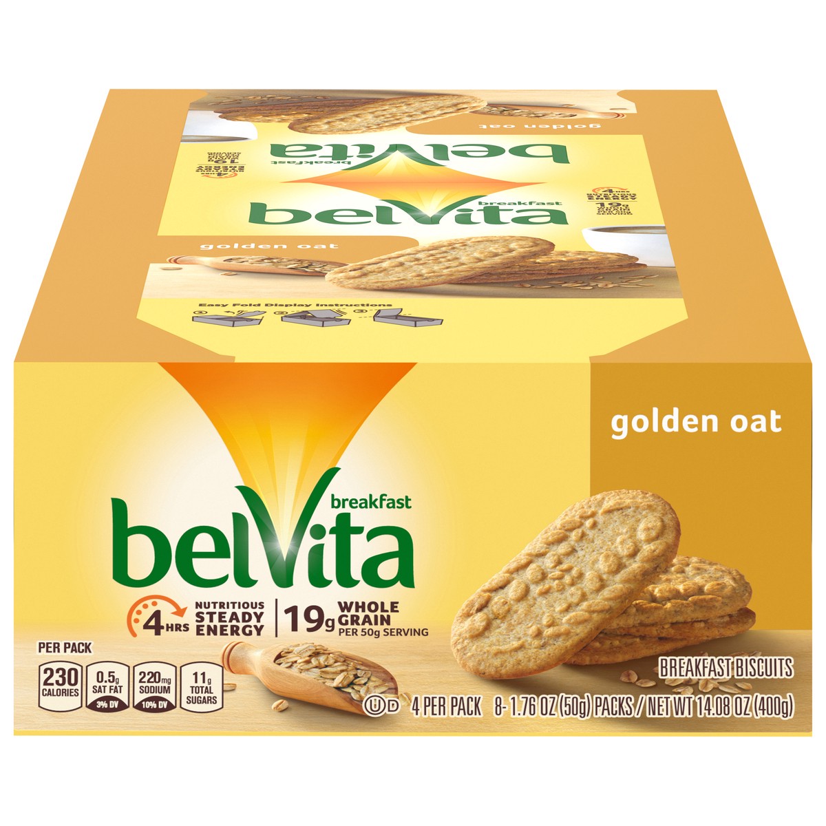 slide 1 of 13, belVita Breakfast Biscuits, Golden Oat Flavor, 8 Packs (4 Biscuits Per Pack), 0.88 lb