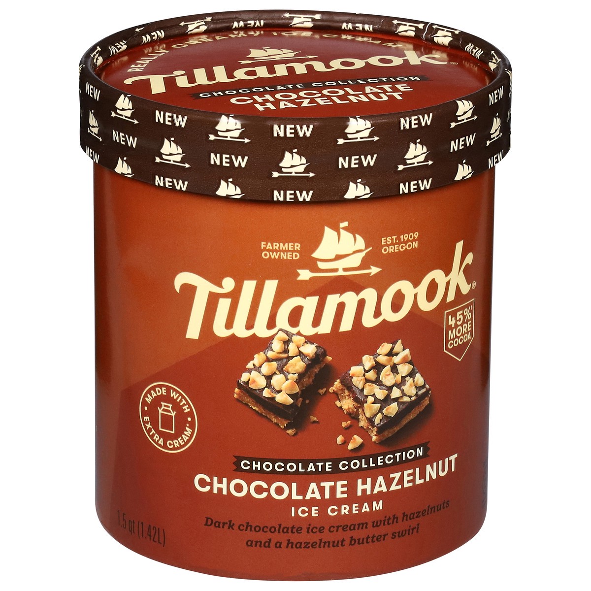 slide 5 of 14, Tillamook Tillamook Chocolate Collection Chocolate Hazelnut Ice Cream, 48 oz, 48oz, 855 g