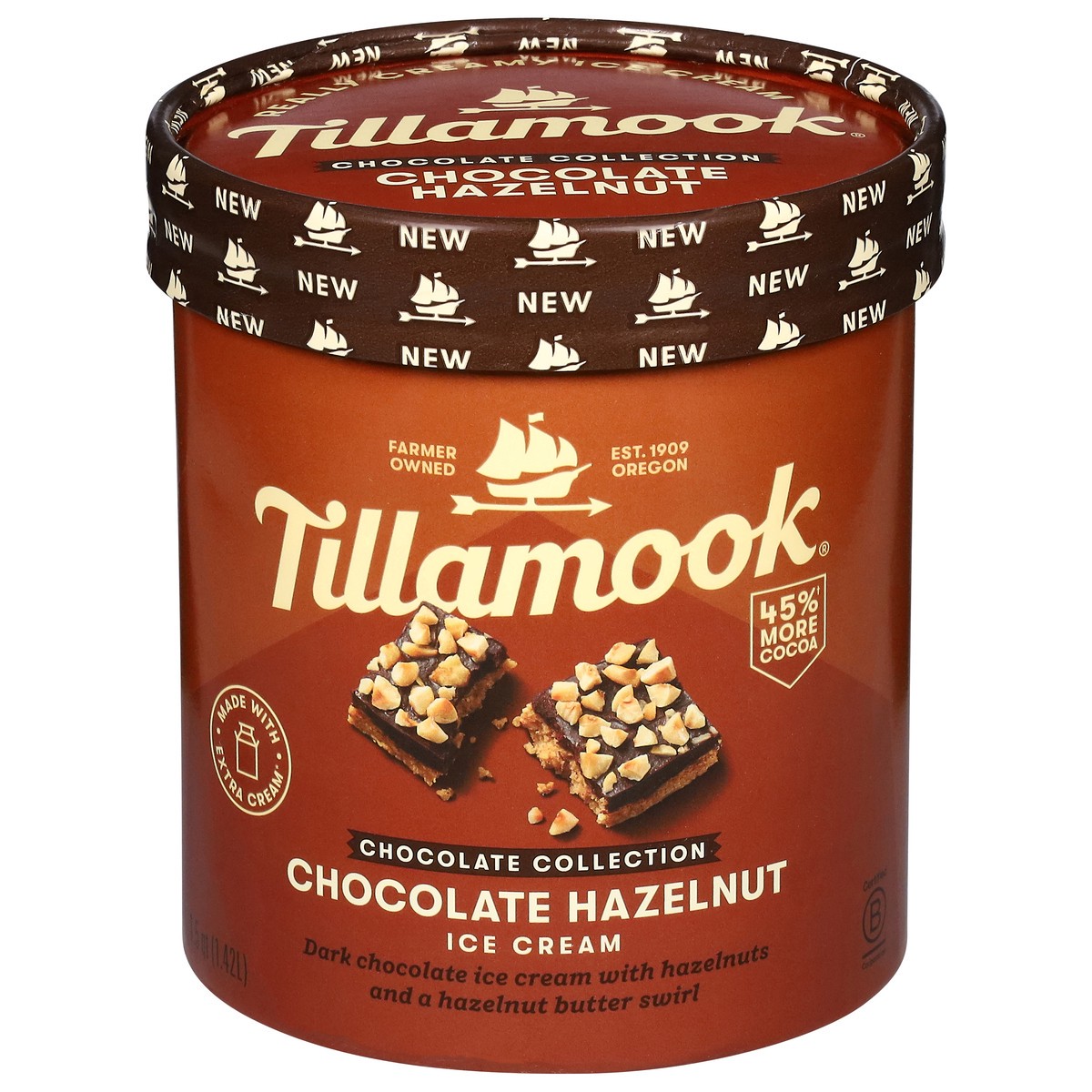slide 12 of 14, Tillamook Tillamook Chocolate Collection Chocolate Hazelnut Ice Cream, 48 oz, 48oz, 855 g