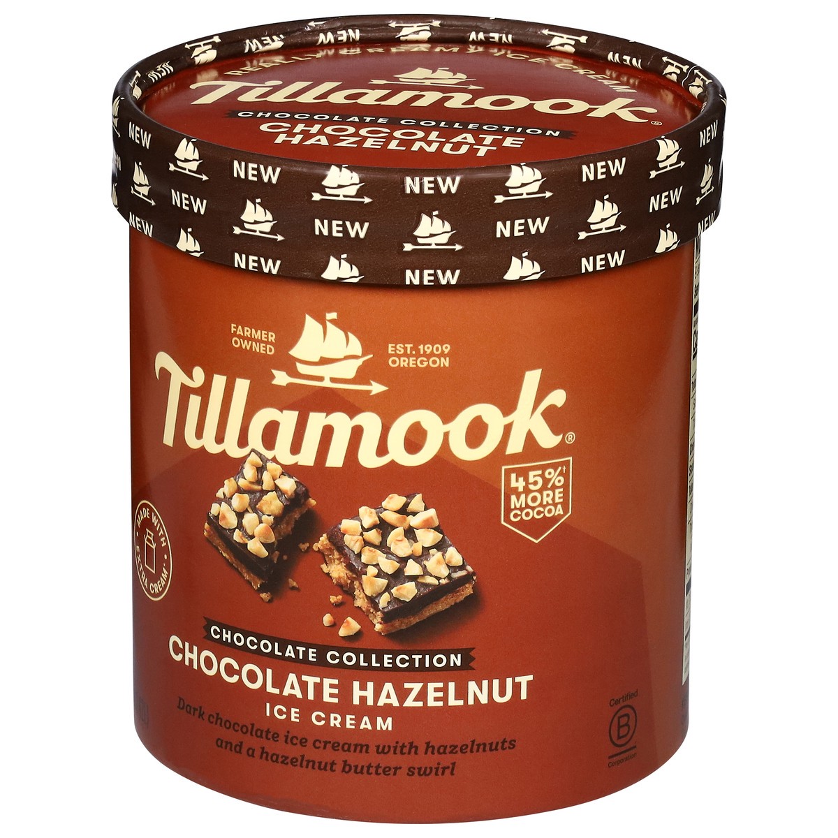 slide 3 of 14, Tillamook Tillamook Chocolate Collection Chocolate Hazelnut Ice Cream, 48 oz, 48oz, 855 g