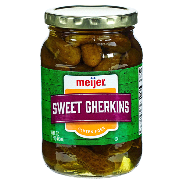 slide 1 of 1, Meijer Sweet Gherkins, 16 oz