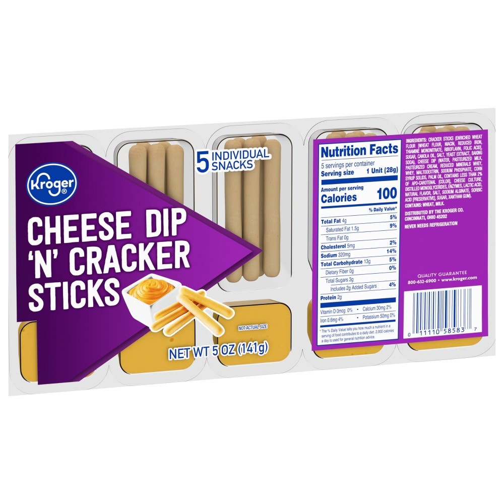 slide 1 of 2, Kroger Cheese Dip 'N' Cracker Sticks, 5 oz