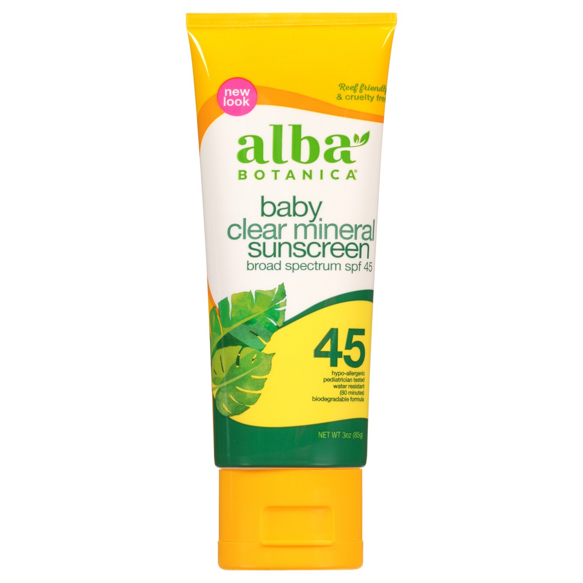 slide 1 of 8, Alba Botanica Broad Spectrum SPF 45 Baby Clear Mineral Sunscreen Lotion 3 oz. Tube, 3 oz